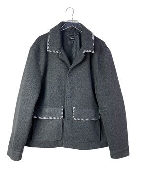 Primitive Skateboarding Grey Wool Coat W\ Whip Stitch Detail Size XL